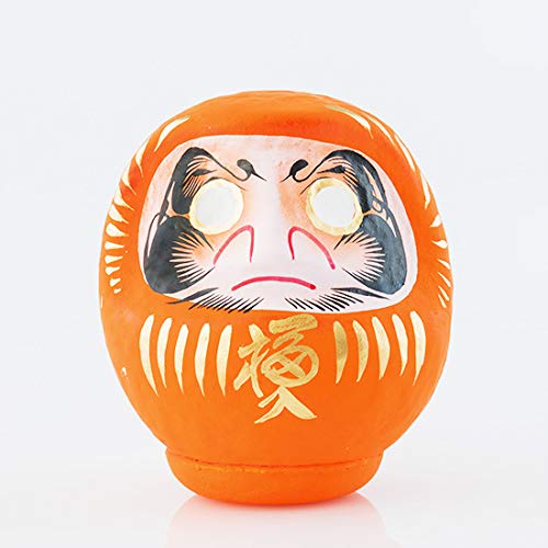 Daruma Japanischer Amulett 12 cm, Aus Pappmaché, Grösse 2 (Orange), Orange