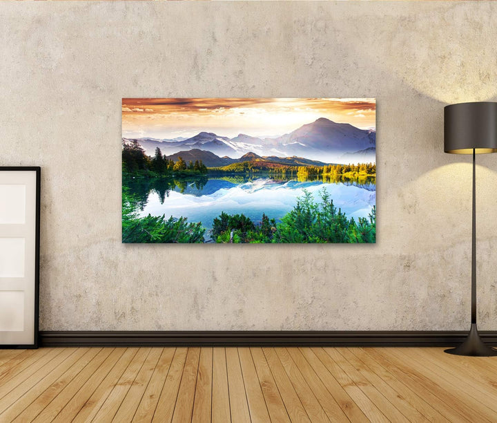 islandburner Bild auf Leinwand See Fantastisch Sonniger Tag Berg Bilder Wandbilder Poster Leinwand 1