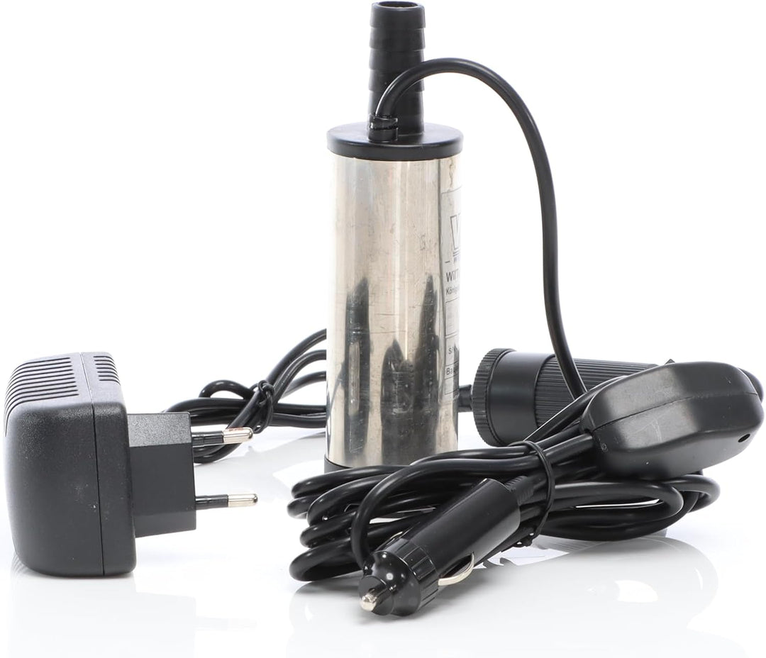 Wiltec Mini Pumpe 12 l/min 8700 U/min 12 V, 16 mm Auslass, Tauchpumpe für Wasser und Dieselöl, zum A