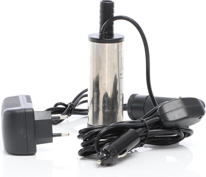 Wiltec Mini Pumpe 12 l/min 8700 U/min 12 V, 16 mm Auslass, Tauchpumpe für Wasser und Dieselöl, zum A
