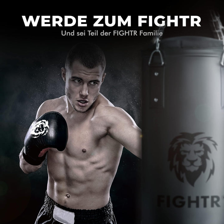FIGHTR® Boxsack gefüllt/ungefüllt - extrem robust & langlebig | Boxsack Set inkl. 4-Punkt-Stahlkette