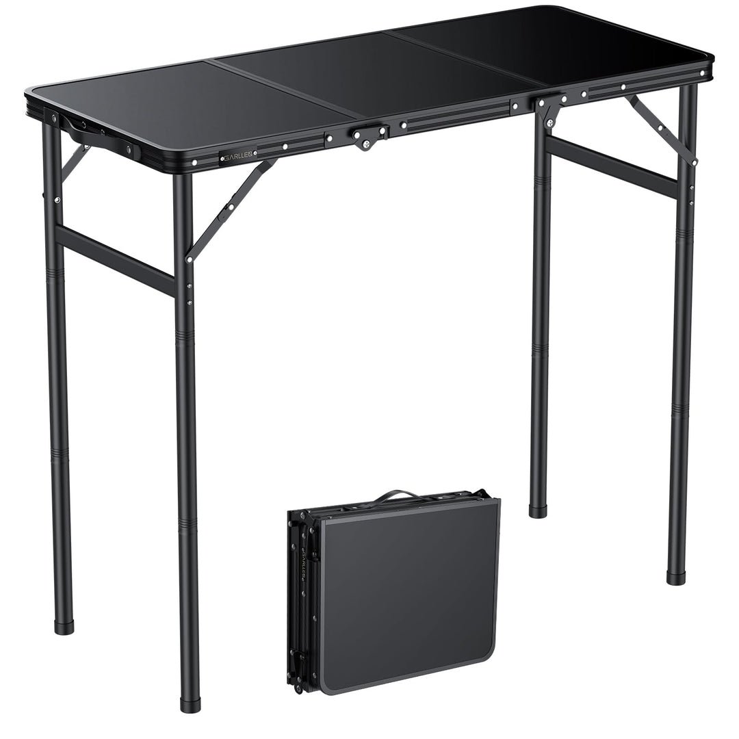 GARLLEN Klappbarer Campingtisch, 90x40cm mit 3 Höhenverstellbar(27/51/75cm), Stabiler Tragbar Klappt