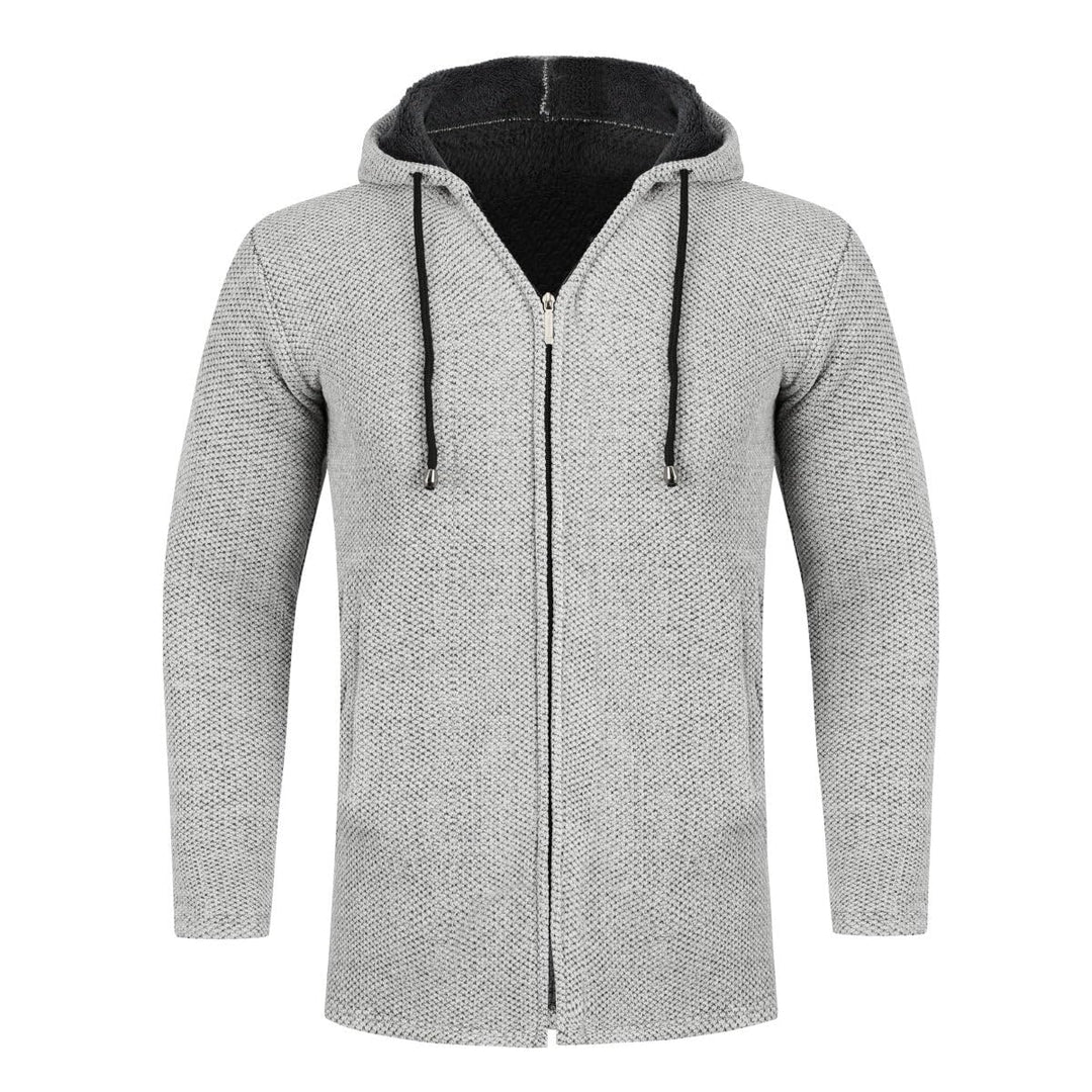 Allthemen Herren Strickjacke mit Kapuze Lang Gefüttert Cardigan Grobstrick Kapuzenjacke Kapuzenpullo