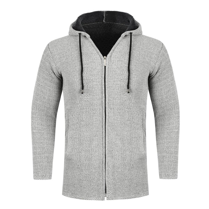 Allthemen Herren Strickjacke mit Kapuze Lang Gefüttert Cardigan Grobstrick Kapuzenjacke Kapuzenpullo