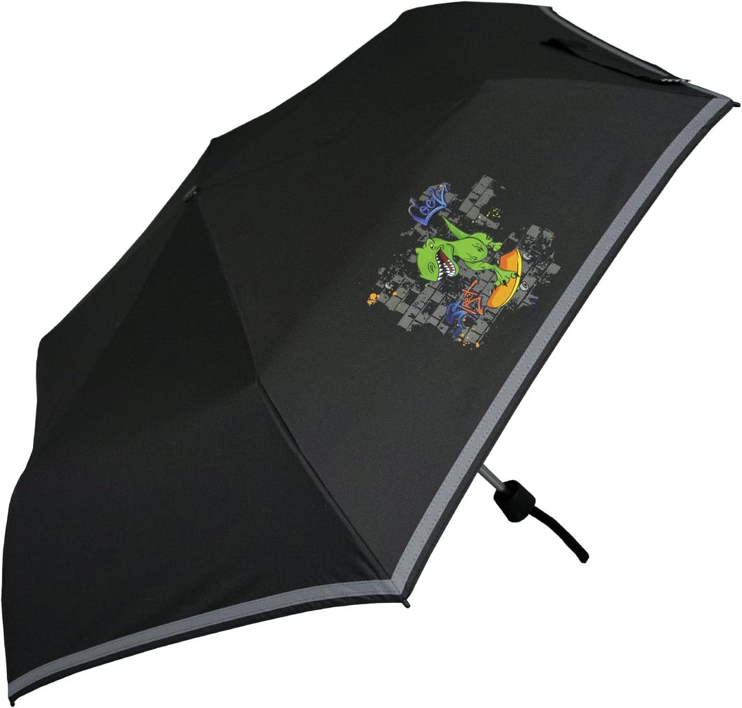 Knirps Kinder-Taschenschirm 4Kids Reflective mit Reflexborte - T-Rex, 90 cm, T-rex