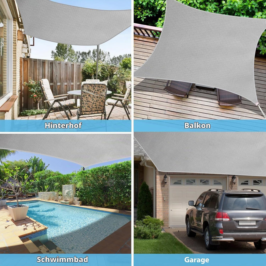 Sonnensegel 4x4m, Wasserdicht &amp; UV-Schutz, Verdickter 420D Oxford-Stoff – Perfekter schattiger Rückz