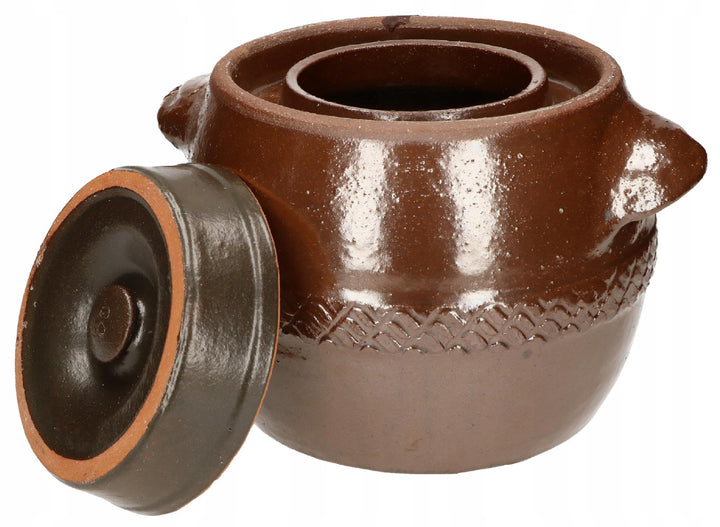 KOTARBAU® Keramik Gärtopf 5L Gurkentopf mit Deckel Steinzeug Sauerkrauttopf Keramiktopf Steinguttopf