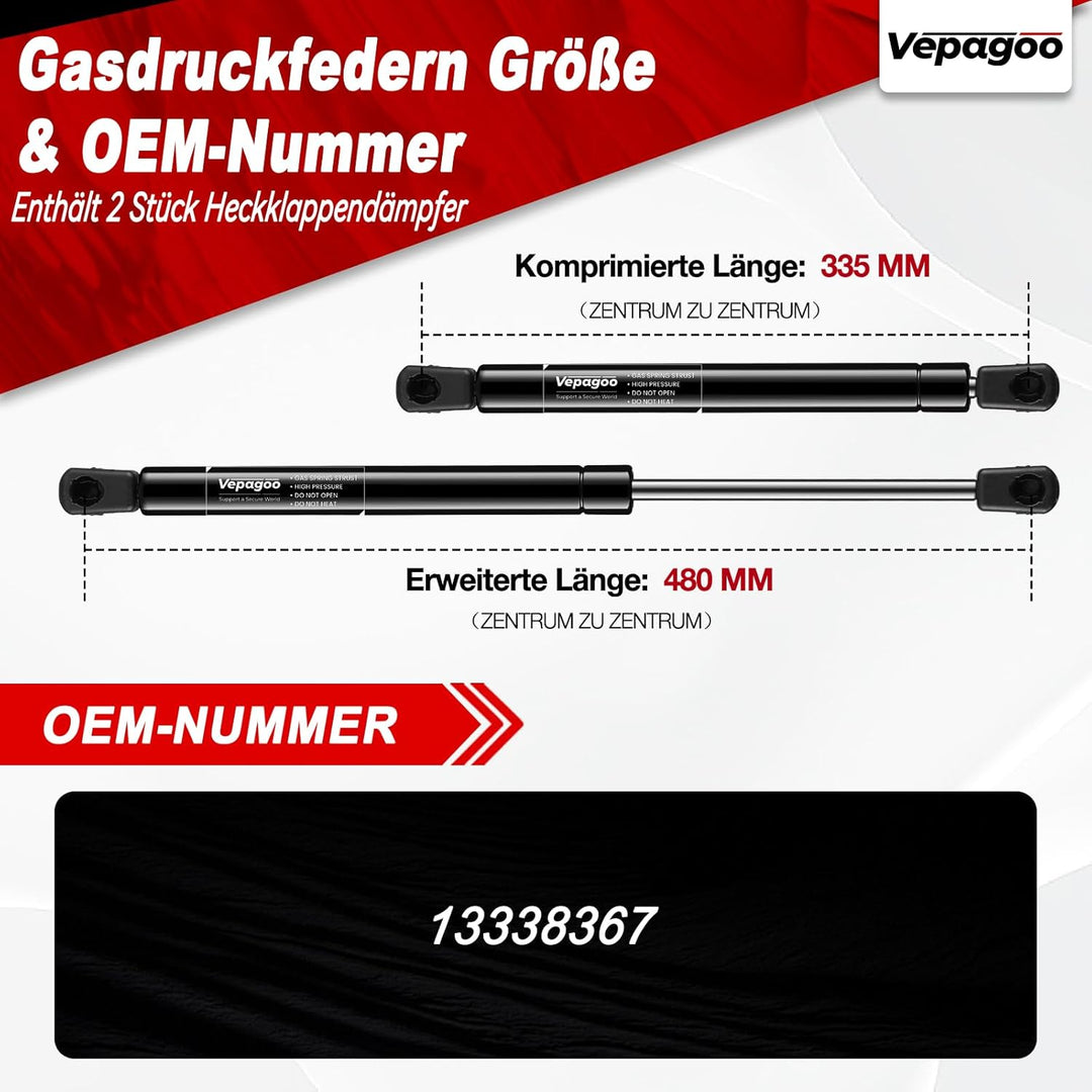 Vepagoo Heckklappendämpfer Gasdruckfedern für Opel Meriva B S10 MPV 2010-2017 kofferraum dämpfer OEM