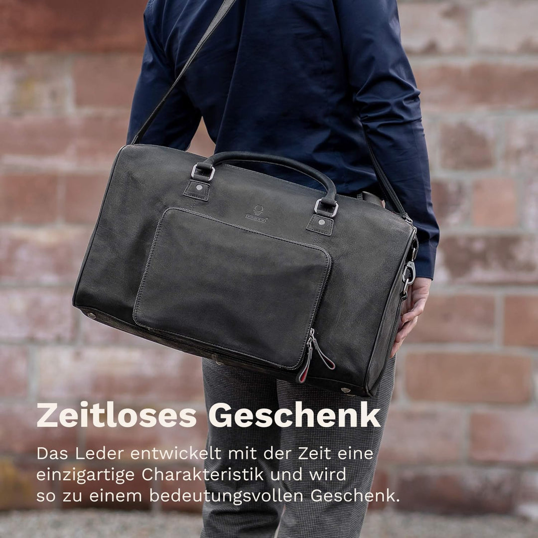 DONBOLSO® Weekender Neapel - Hochwertige Reisetasche Herren gross - Leder Reisetasche Schwarz - Grös