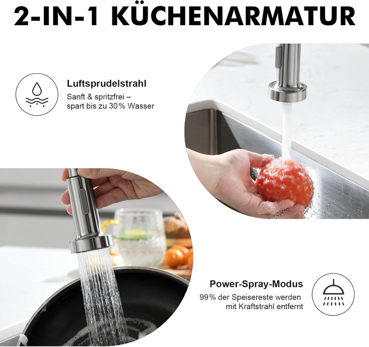 Ibergrif wasserhahn küche ausziehbar, Spring küchenarmatur mit brause, spültischarmatur 360 Schwenkb