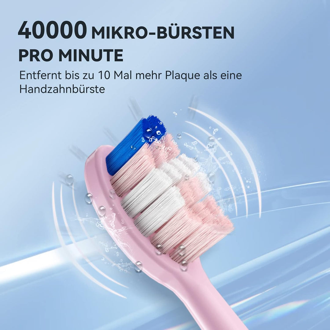 JTF Elektrische Zahnbürste, Schallzahnbürste mit 6 Bürstenköpfen 40000 VPM 5 Modi, Zahnbürste Elektr