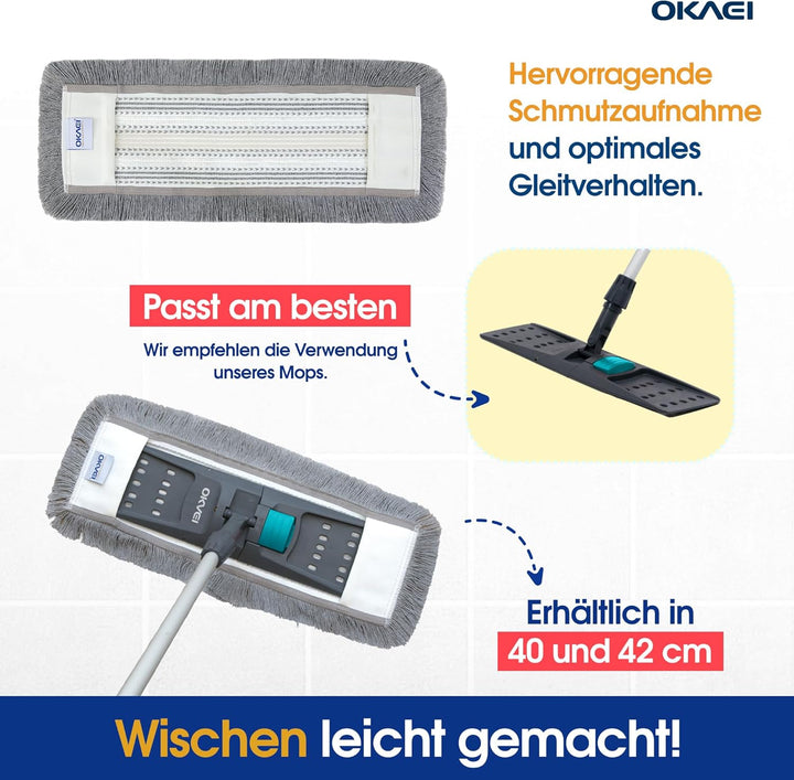 Okaei 5 Stück Wischmopp Bezug (40 cm) - Bodenwischer-Wischbezug für Krankenhäuser & Pflegeeinrichtun