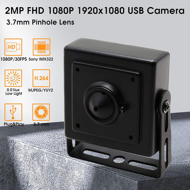 Svpro USB Kamera mit Halterung,1080P HD Webcam Kamera Pinhole Objektiv 3.7mm Weitwinkel PC Kamera H.