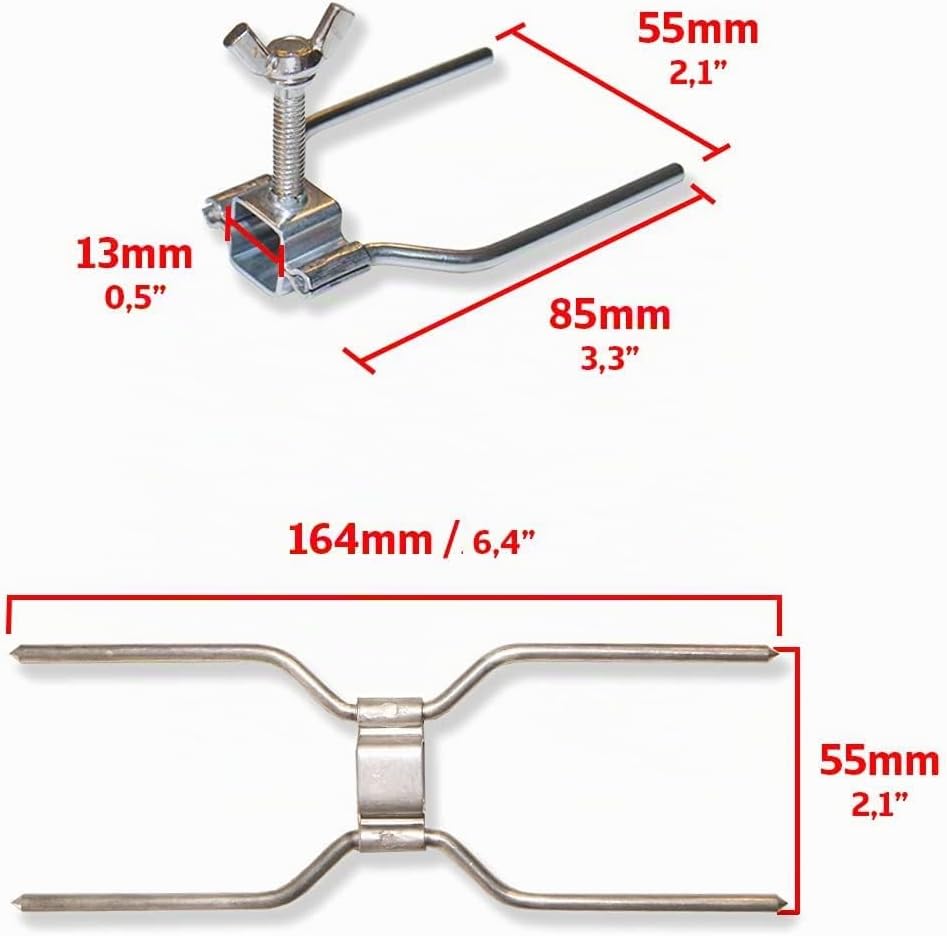 Grillspiess-Set für Hühnergrill, aus Stahl, Werkzeuggabel für professionelle Drehspiesse, Universal-
