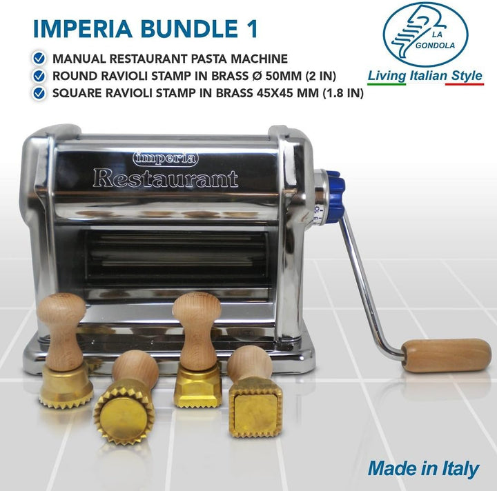 Imperia Bundle – Stufen Manuell Professionell in Stahl, Nudelmaschine robust und zuverlässig und 2 F