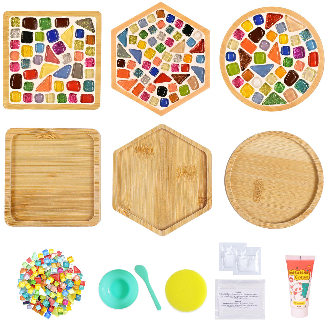 AiYoYo 3 Stück Mosaik Untersetzer DIY Bastelset Geschenke für Erwachsene Kreatives Basteln Geburtsta