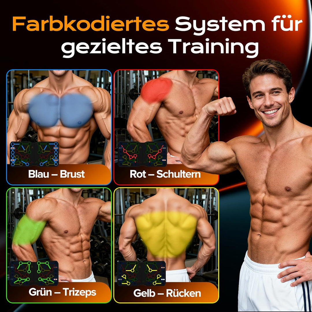 AERLANG Liegestützbrett, tragbar, multifunktional, faltbar, 10-in-1 Liegestützstange, Liegestützgrif