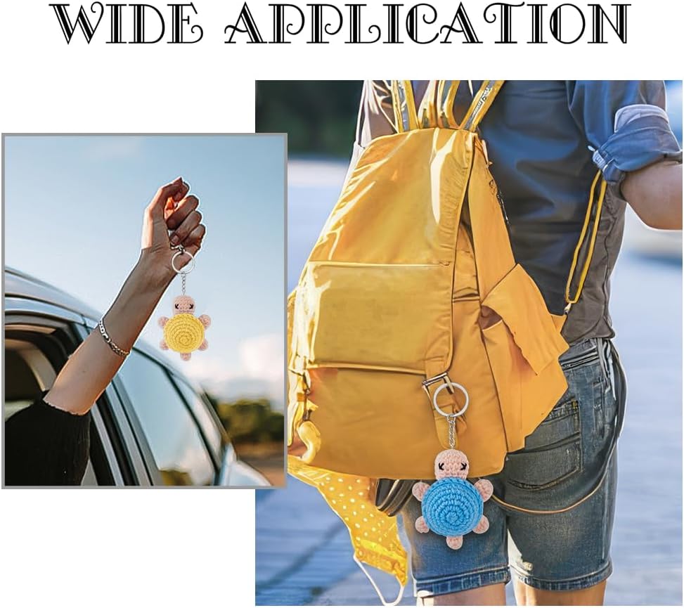 WEBEEDY 4 Sets DIY Häkel-Schildkröten-Schlüsselanhänger Anfänger-Schildkröten-Häkelset Für Erwachsen