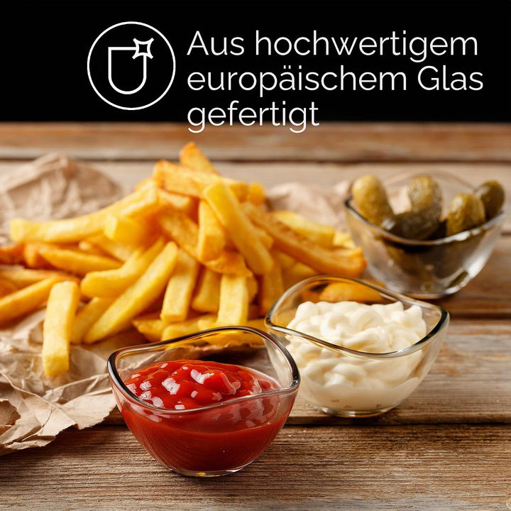 CRYSTALIA Mini Glas Dipschale 6'er Set, 66ml, 100% BLEI FREI Kleine Marmeladenschale, Servierschalen