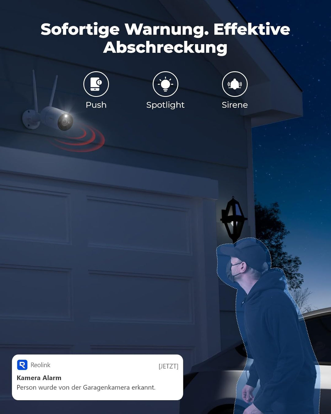 Reolink 4K Wi-Fi 6 Überwachungskamera, 5/2,4 GHz WLAN Kamera Outdoor mit IP67 Metallgehäuse, Mensche