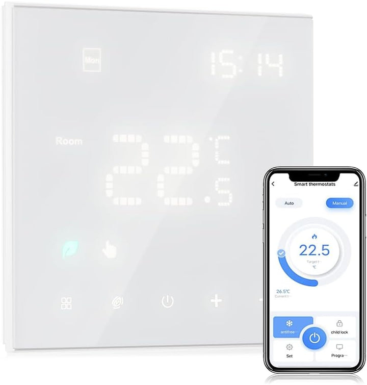 Decdeal WiFi Smart Thermostat Raumthermostat,Wasser Thermostat Fussbodenheizung,Fernsteuerung Progra