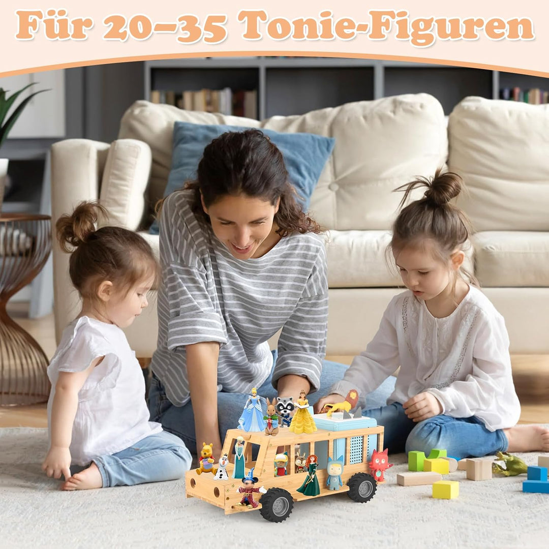 Regal kompatibel für Toniebox 2/1,Tonie Figuren Regal, für Tonies und Toniebox (Wooden SUV with 35Pc