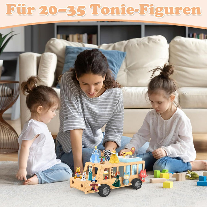 Regal kompatibel für Toniebox 2/1,Tonie Figuren Regal, für Tonies und Toniebox (Wooden SUV with 35Pc