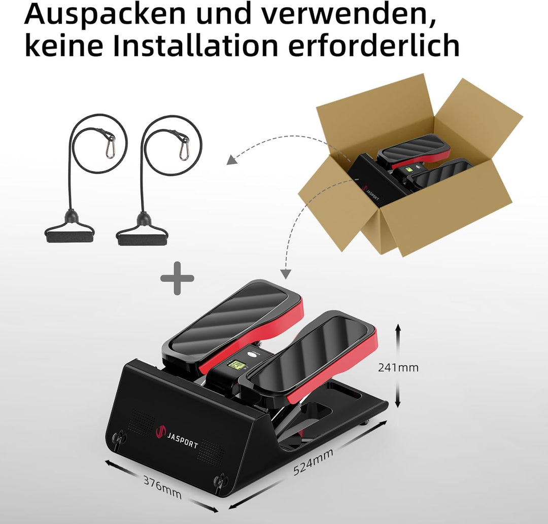 ST3 Mini Stepper mit Power Ropes & Display – Heimtrainer für Zuhause, leise Hydraulik-Zylinder, Fitn
