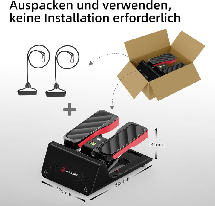 ST3 Mini Stepper mit Power Ropes & Display – Heimtrainer für Zuhause, leise Hydraulik-Zylinder, Fitn