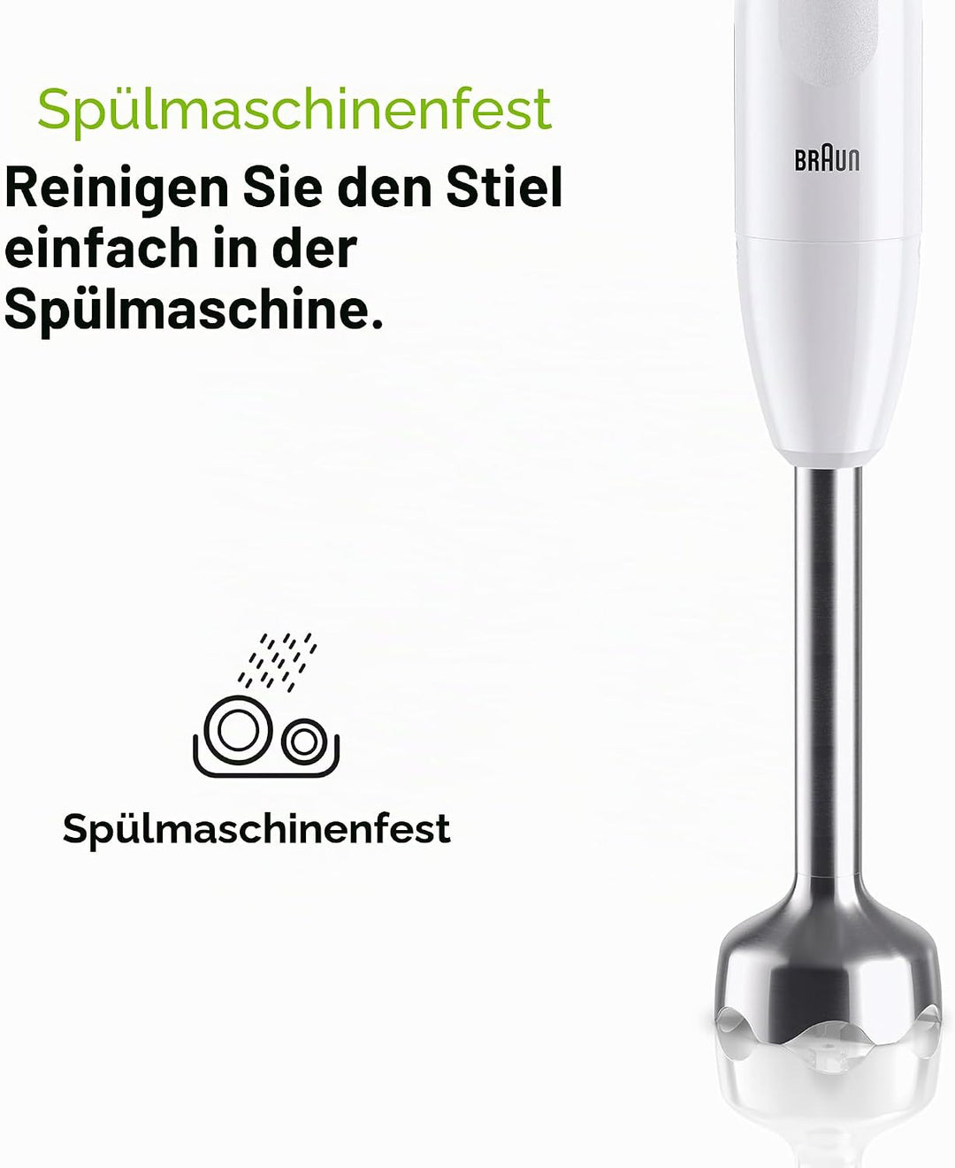Braun MultiQuick 1 MQ10.201MWH Minipimer mit 5 Jahren Service, leichter Stabmixer, EasyTwist-Technol
