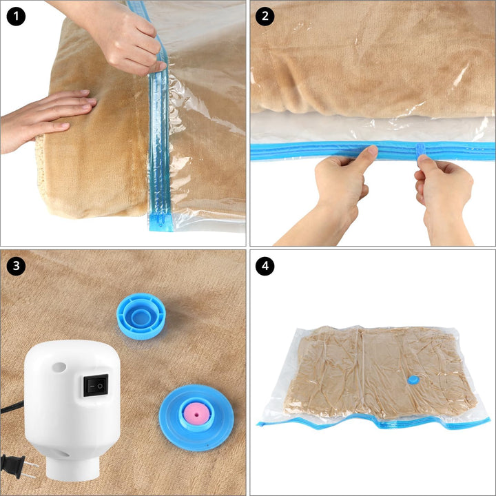 QWORK® 4 Stück Vakuum Aufbewahrungsbeutel, Jumbo Vakum Aufbewahrungssäcke, 130 x 100 cm Vakuumbeutel