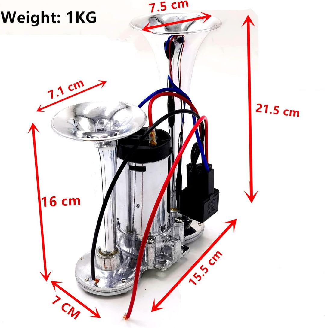 YIYIDA Elektrische Hupe Car Horn 24V Autohupe Air Horn 165db Schiffshupe Trompete Bootshupe Silber H