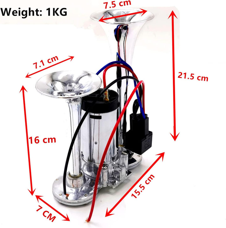 YIYIDA Elektrische Hupe Car Horn 24V Autohupe Air Horn 165db Schiffshupe Trompete Bootshupe Silber H