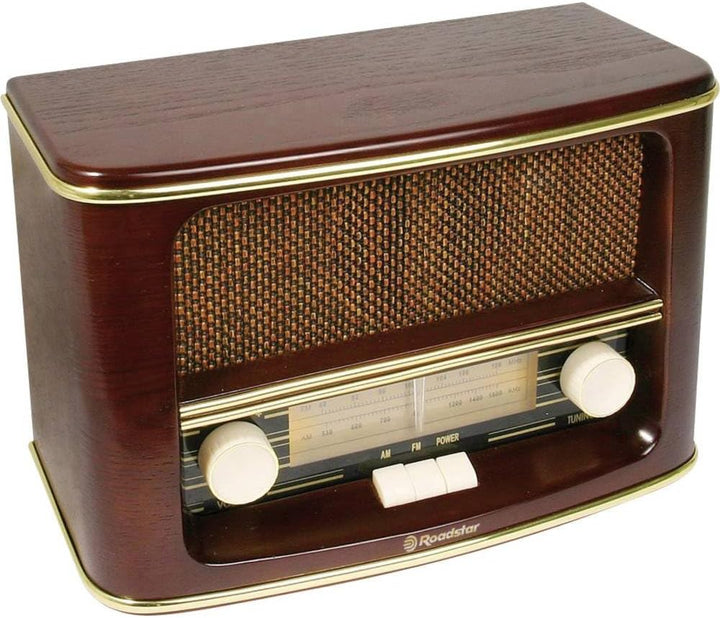 Roadstar HRA-1500N Nostalgie-Radio mit Echtholz-Gehäuse (UKW und MW Tuner, 12 Watt Musikleistung, Ba