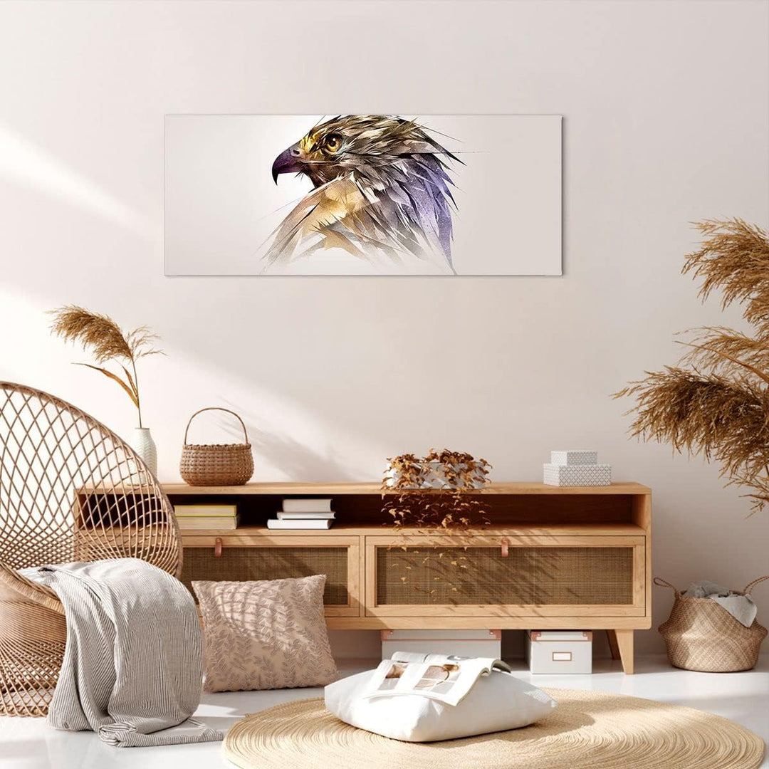 Panorama Bilder auf Leinwand 100x40cm Leinwandbild Adler Vogel Feder Gross Wanddeko Bild Schlafzimme