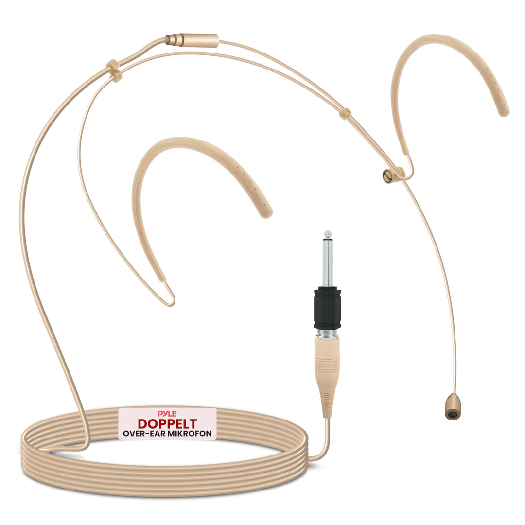 Pyle Doppel- Headset Mikrofon, Kondensator, Über-Ohr-Bügel, Omnidirektional &amp; kabelgebunden, 1,2m Ka