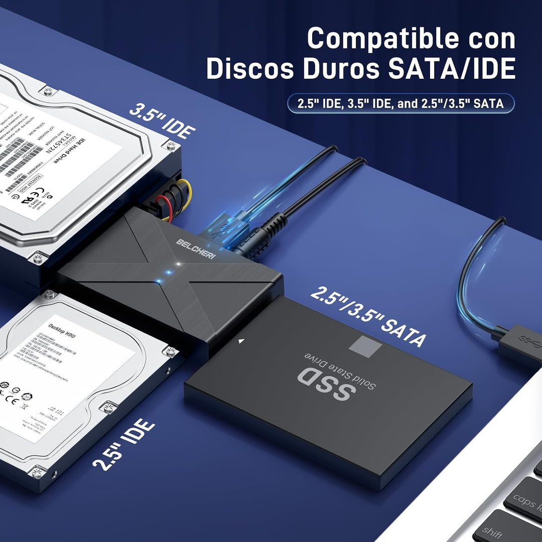 USB 3.0 auf IDE- und SATA-Adapter, externer Festplattenadapter für universelle 2,5 oder 3,5 Zoll SAT