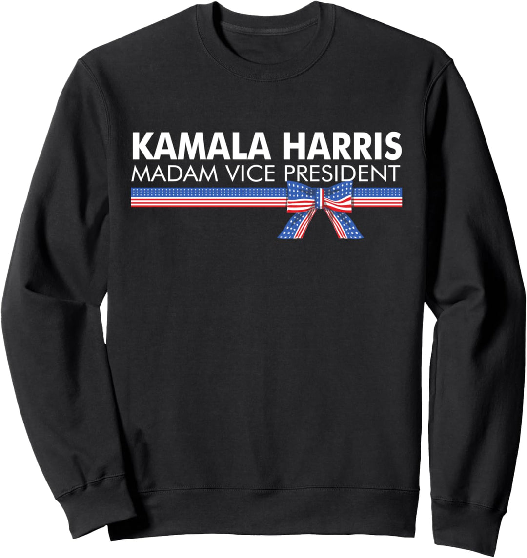 Kamala Harris Madam Vice President American Flag Ribbon Gift Sweatshirt
