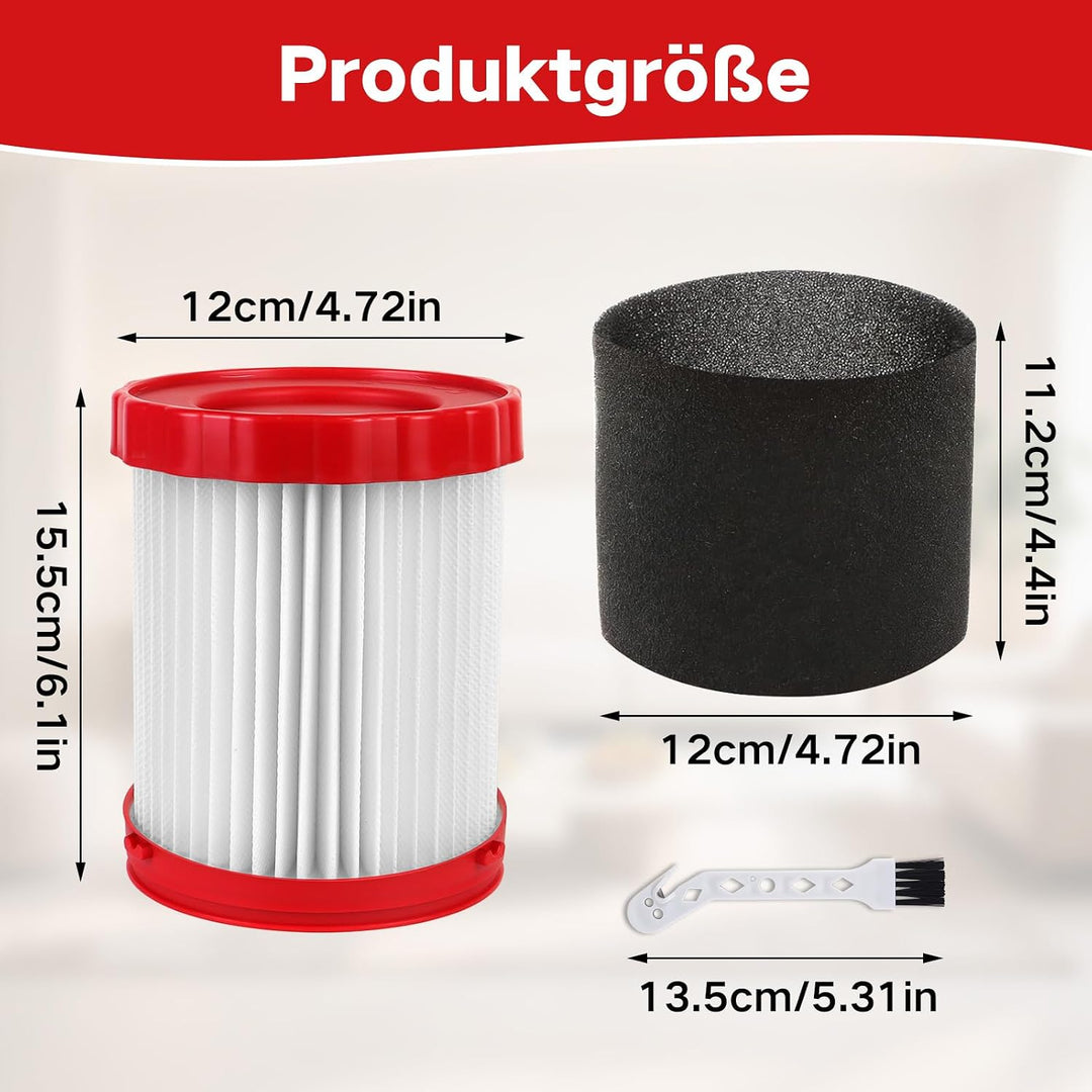 2 Stück Hepa Filter für Bosch Gas 18 V, GAS18V-3 / GAS18V-10L Ersatzfilter | Waschbare VF320H HEPA E