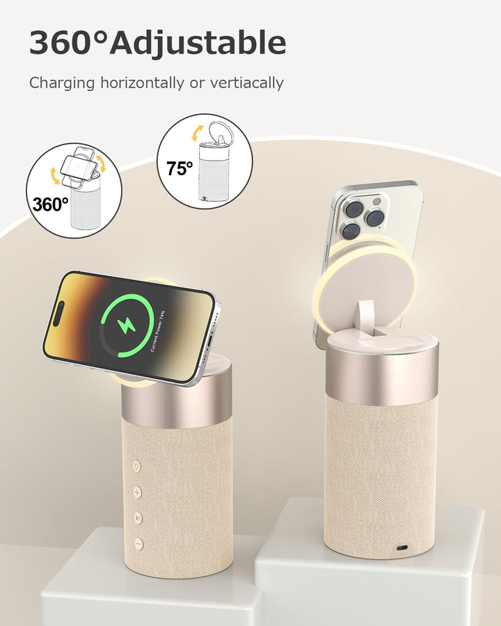 COLSUR Bluetooth Lautsprecher, Mag-Safe Kabelloses Ladegerät, Bluetooth Lautsprecher mit Nachtlicht,