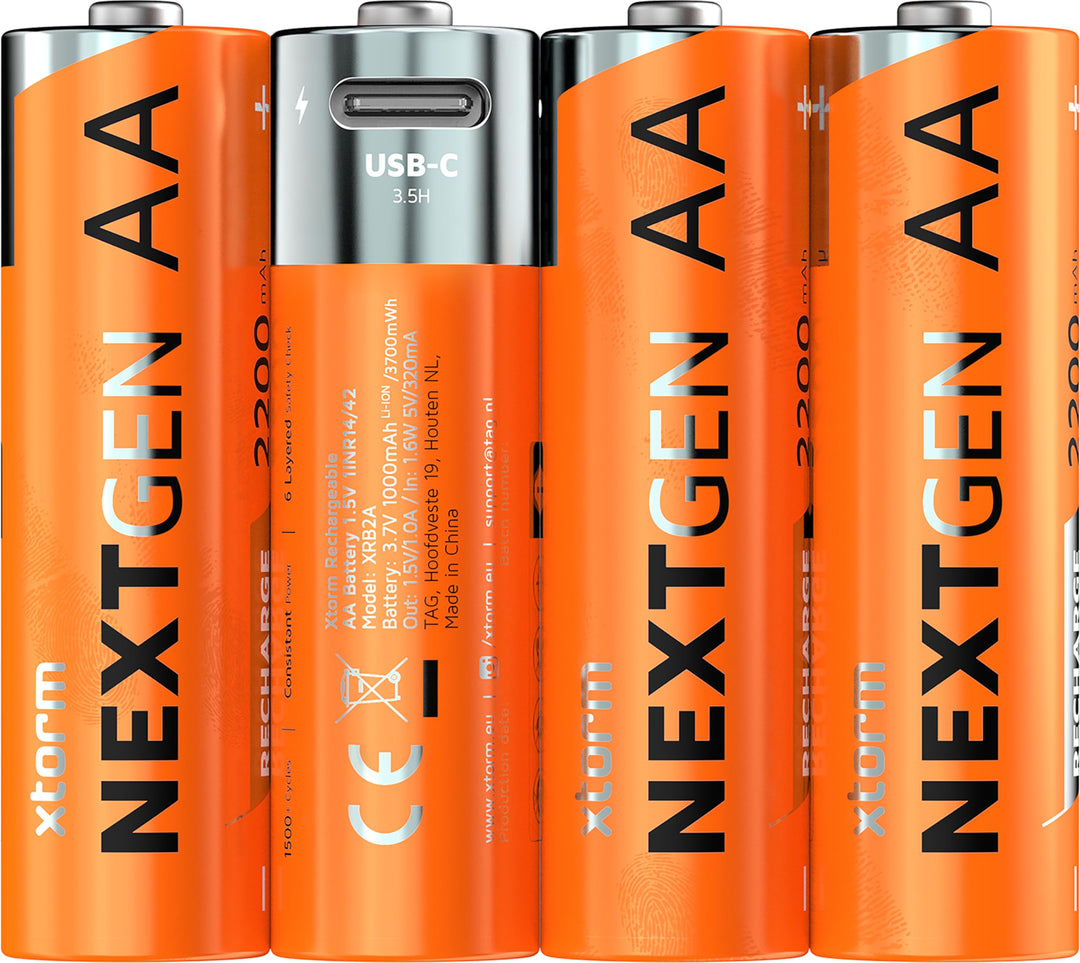Xtorm NextGen AA Batterien Wiederaufladbar mit USB-C - 4 Pack