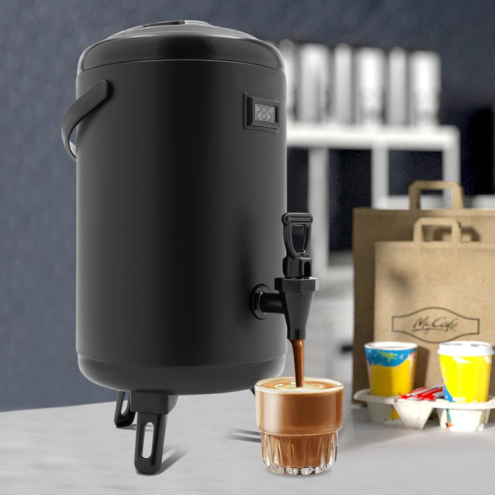 10L isolierter Edelstahl Getränkespender mit LED-Display,12h warm für Hotel | 10 Liter isolierter Ed