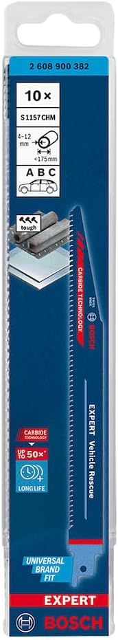 Bosch Professional 10x Expert ‘Vehicle Rescue’ S 1157 CHM Säbelsägeblatt (für Glas, Zäher Stahl, Län