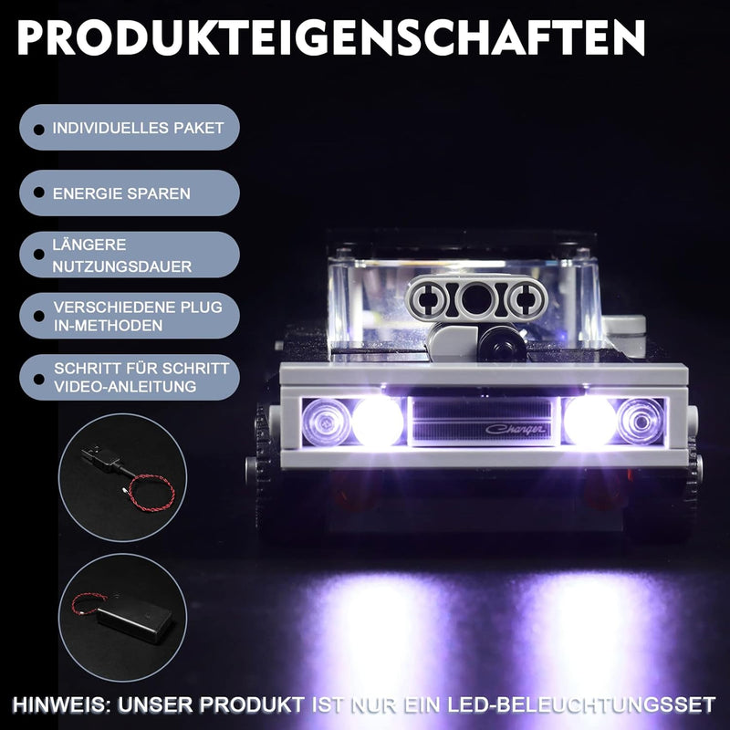 Led Licht Set Kompatibel mit Lego Speed Champions Fast & Furious 1970 Dodge Charger R/T, Dekorations