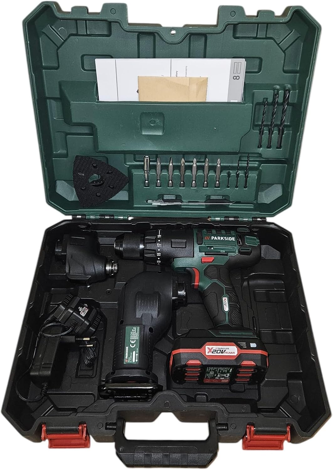 Parkside 20V Cordless 4-in-1 Multi Combination Tool - Bare Unit - Drill, Multi Sander, Sabre Saw, Os