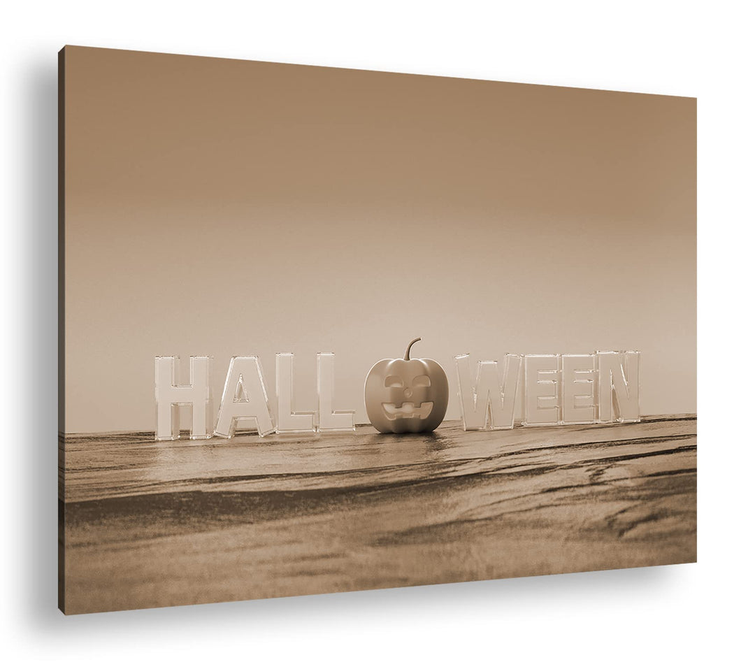 deyoli Halloween Logo Format: 80x60 Effekt: Sepia als Leinwandbild, Motiv fertig gerahmt auf Echthol