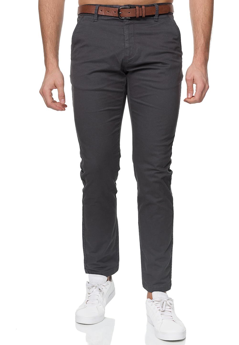 Indicode Herren Gower Chinohose Stretchhose | Chino Herrenhose Super Stretch Stoffhose 31W / 33L Dkg