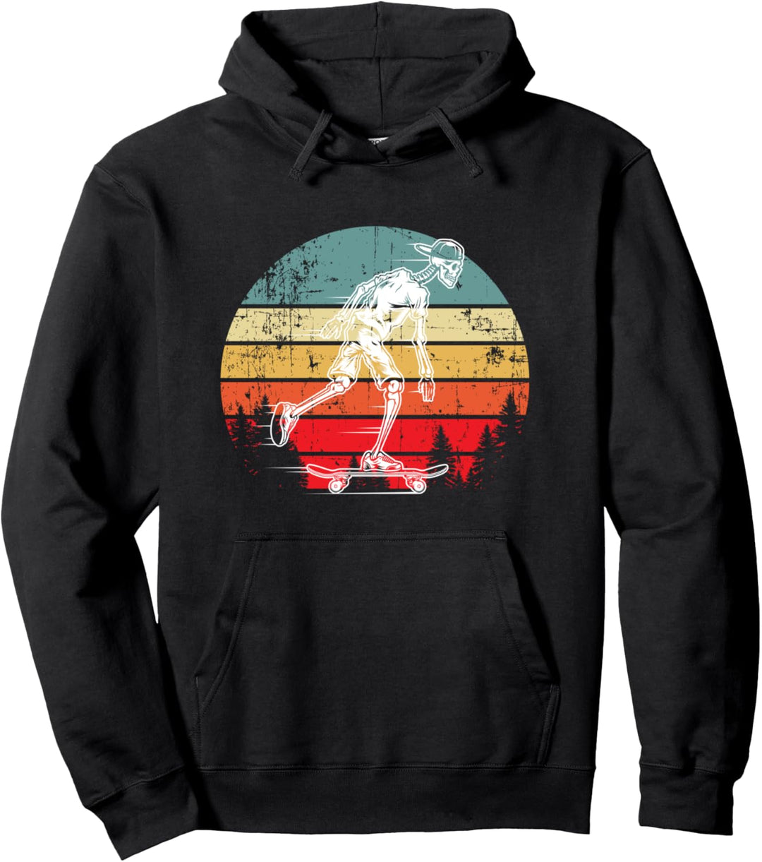 Retro-Zombie Skater Vintage Sonnenuntergang Skateboard Pullover Hoodie