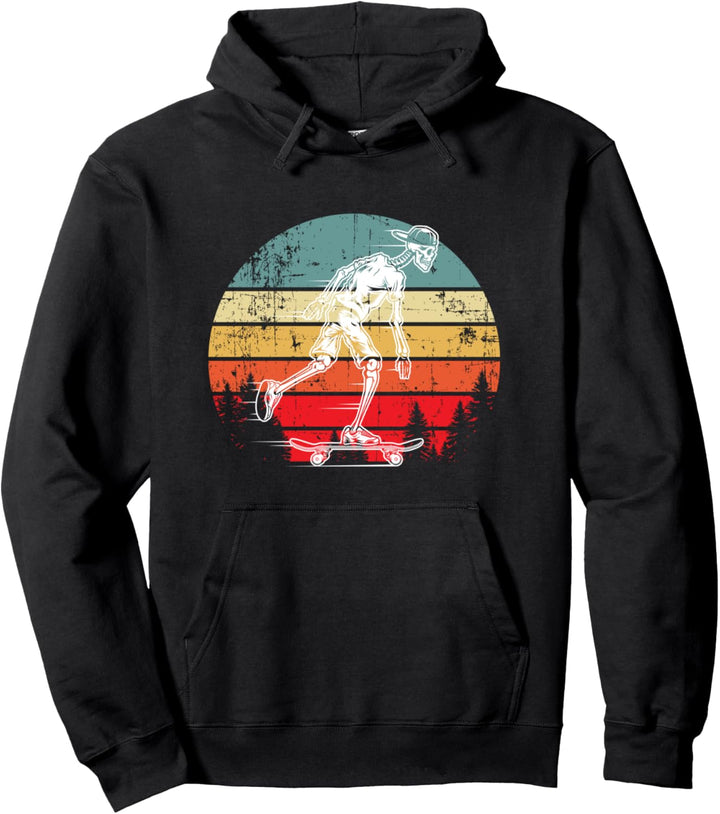 Retro-Zombie Skater Vintage Sonnenuntergang Skateboard Pullover Hoodie