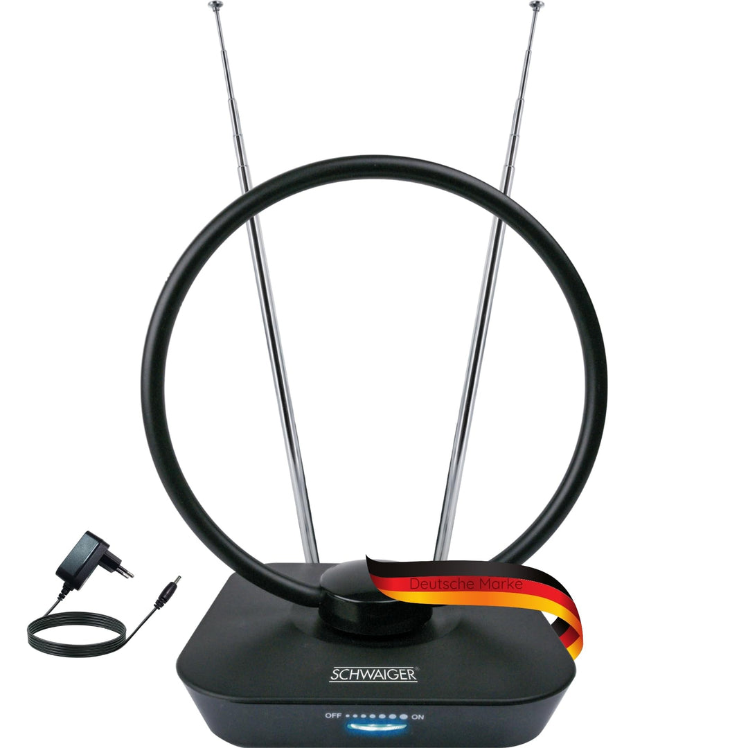 SCHWAIGER 720365 DVB-T2 Zimmerantenne aktiv mit Verstärker DAB+ DVB-T Antenne Fernsehen LTE-Sperrfil